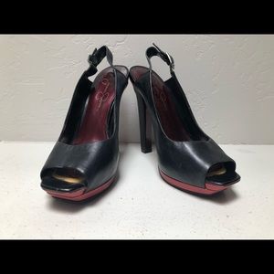 Jessica Simpson Leather Heels Black And Red
